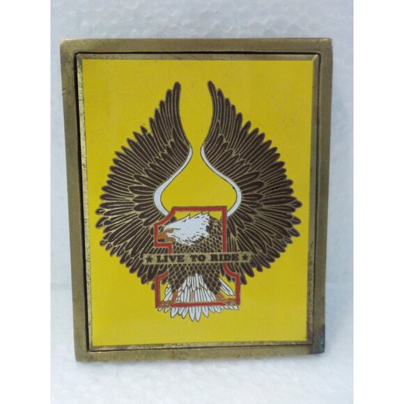 Rare Vintage 1983 NAP INC Solid Brass "Live to Ride" Belt Buckle - Picture 1 of 2